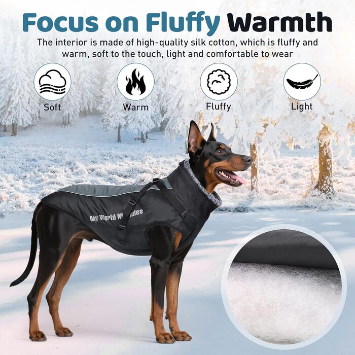 Зимовий теплий куртка для собак, водонепроникний, з кріпленням для повідка, для середніх собак (2XL)