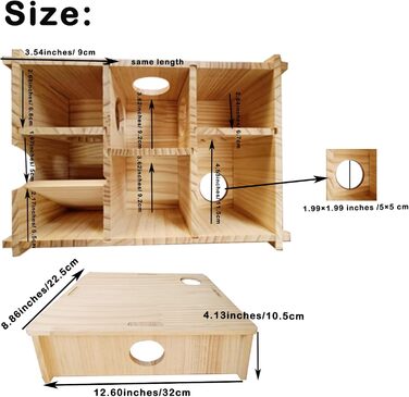 Будинок-лабіринт для хом'яків та морських свинок MUYG, дерев'яний, з декількома кімнатами та тунелями, іграшка-дослідник, аксесуар для дрібних гризунів