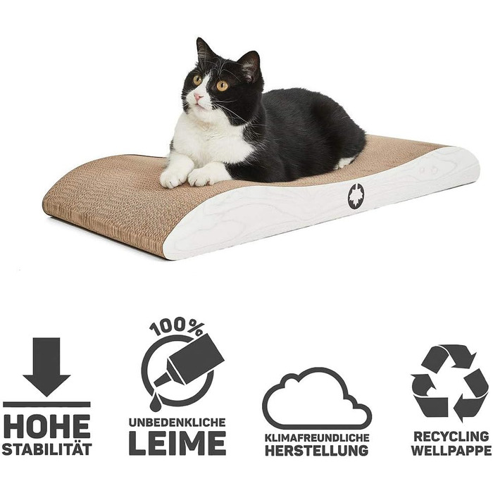 Кігтеточка CanadianCat Comet XL 75x30x8 см, біла, з котячою м'ятою, картонна, для котів