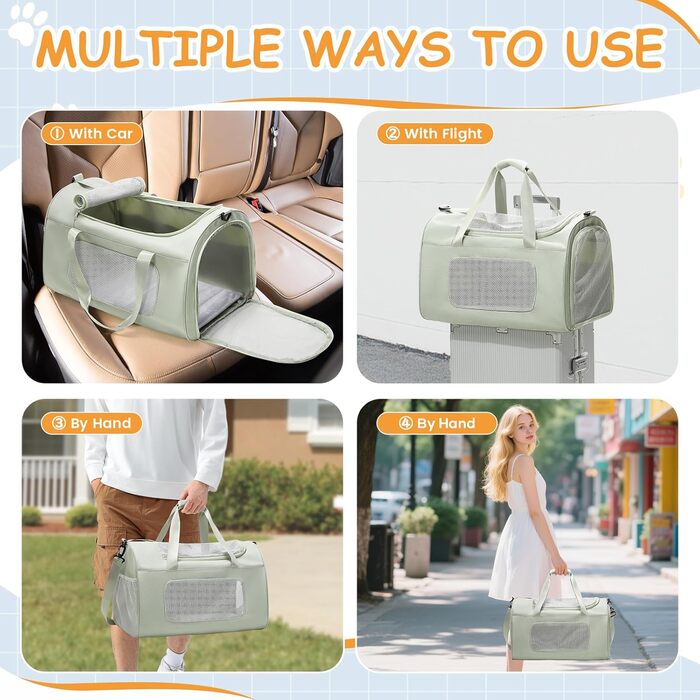 Транспортна переноска для котів та собак великих порід, 13 кг, 53x36x34 см, зелена