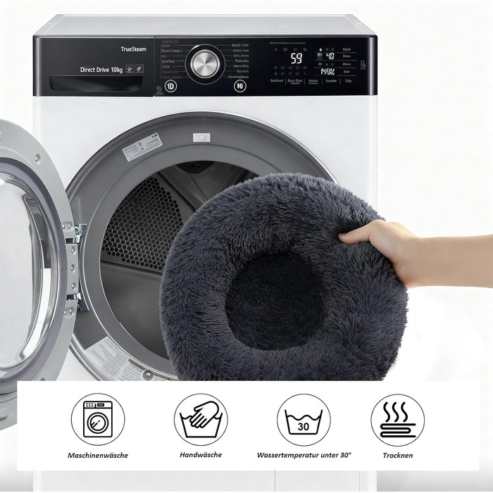 CALIYO Крісло-гніздо для собак та котів, середнього розміру, 70 см, темно-сірий. М'яке, зручне, миється, придатне для сушки.