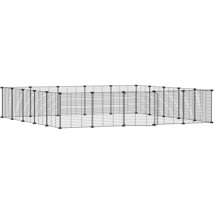 Клітка для домашніх тварин vidaXL, 20 секцій, з дверима, 35x35 см, чорна, сталева, для кроликів, цуценят, вигульна, вольєр