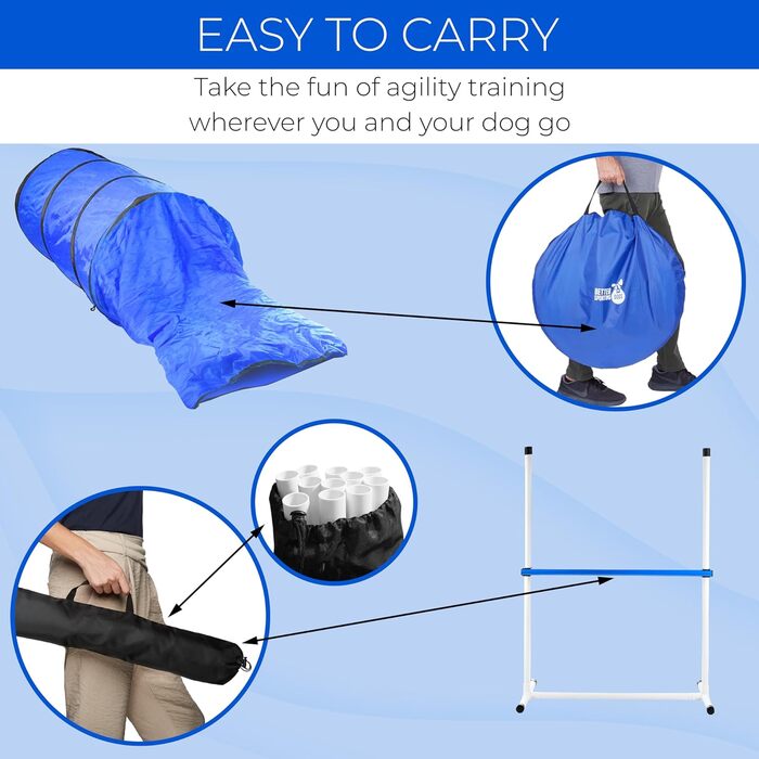 Набір для аджиліті для собак Better Sporting Dogs Deluxe: 7 елементів | Стрибки, тунелі, weave-стійки, бокс для відпочинку