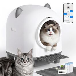 Самоочисна автоматична вбиральня для котів TRIUMPHKEY Katzenohren XXL, 90 л, з керуванням через додаток