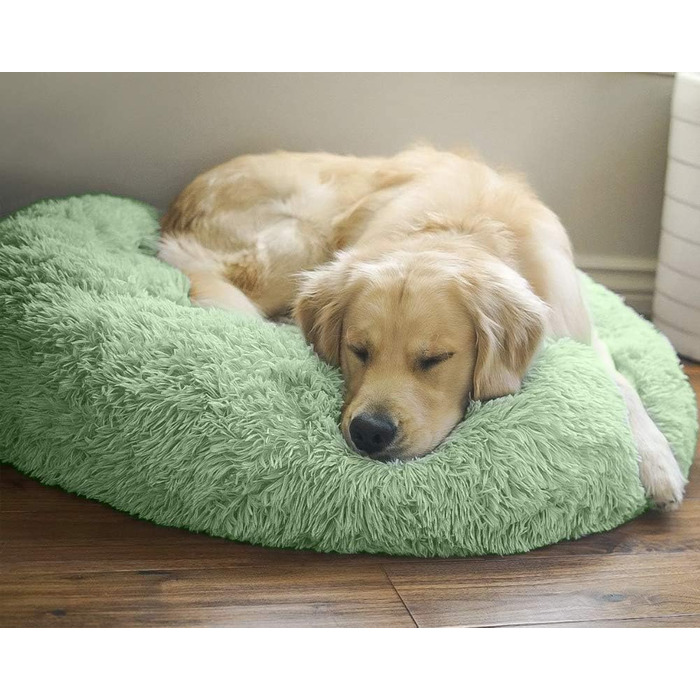 Кругле плюшеве ліжко для собак та котів, 60 см, світло-зелене. Зручне, миється, 60x60x20 см. Ліжко для домашніх тварин