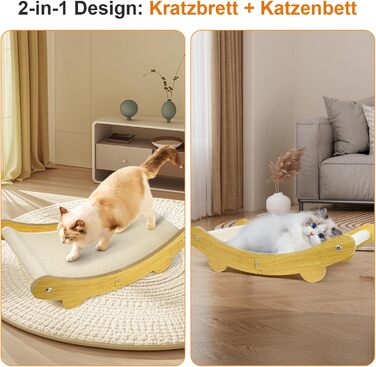 LUMIN TUTU Двостороння кігтеточка та ліжко для котів, 59x34 см, міцна та багаторазова, без випадання ворсу (бавовна & поліестер)