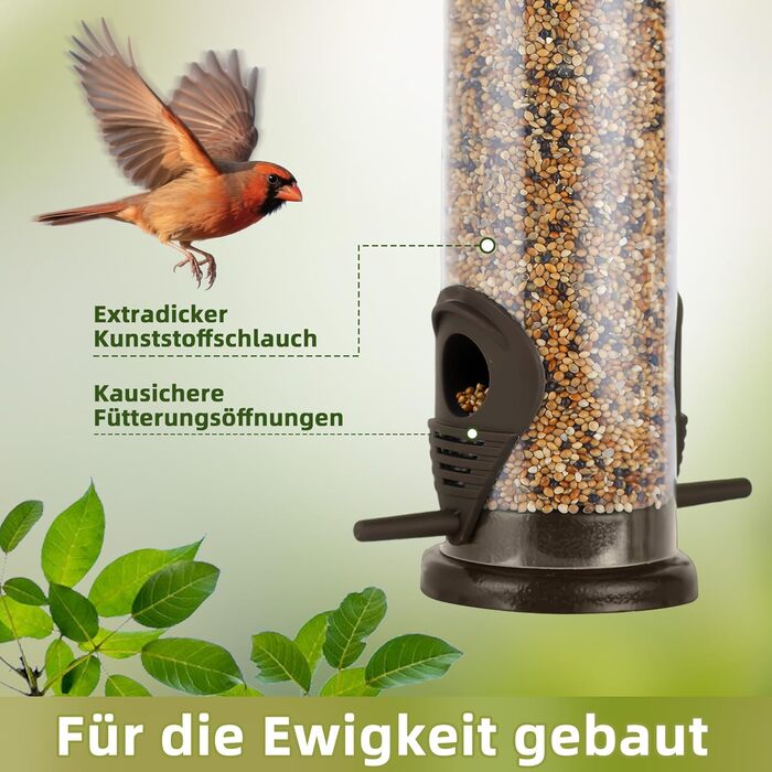 Годівниця для птахів Mixxidea з нержавіючої сталі, для саду та двору, 2 шт. (Коричневий)
