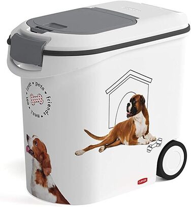 Контейнер для корму Curver 35 л, 12 кг, білий/сірий, для собак, Love Pets, пластиковий