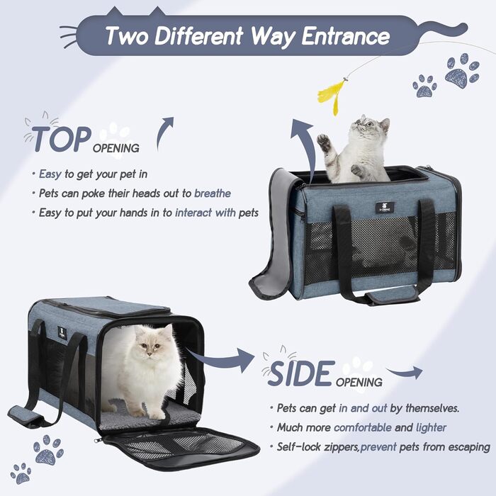 Переносний переноска для тварин X-ZONE: для собак та котів середнього та малого розміру, чорний та блакитний кольори