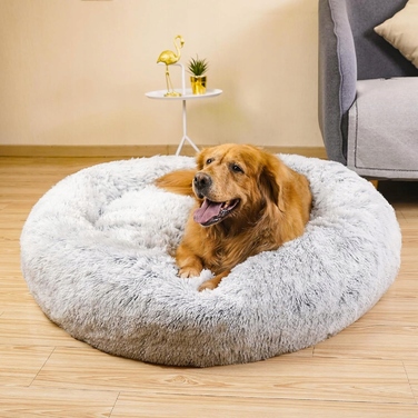 Плюшева лежанка-подушка для собак, сіра, 120 x 120 см