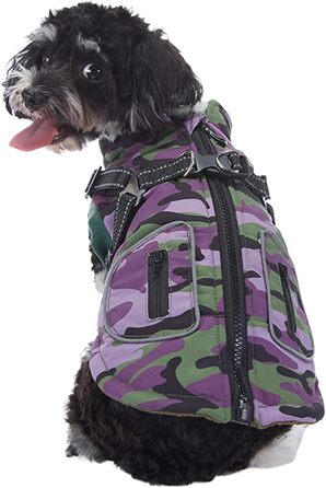 Зимова куртка для собак з інтегрованим шлейкою, світловідбиваючі смуги, розмір XXL (M), для малих, середніх та великих собак