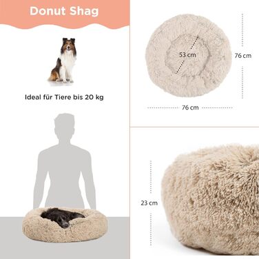 Ліжко для домашніх тварин Best Friends by Sheri Calming Donut, знімний чохол, машинне прання, 76x76 см, колір тауп