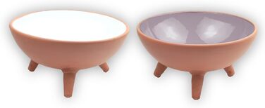 Керамічні миски для котів | Ручна робота, набір 2 шт. | Миски для корму та води, біло-сірі | з Каппадокії