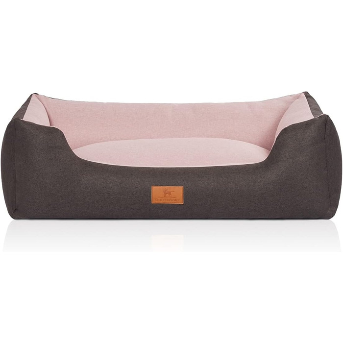 Крісло-ліжко для собак Knuffelwuff 14096-006: зручне ліжко-корзинка, ліжко-софа для собак, XL (85x63x23 см, чорно-рожеве, знімний чохол)