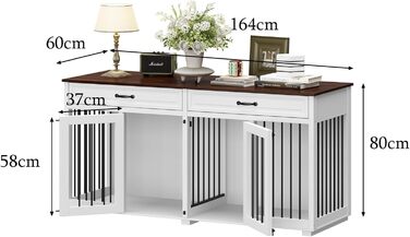 Велика клітка-бокс для собак XXL, 164x80x60 см, PB-плита та метал, для дому, з двома дверима, транспортна переноска
