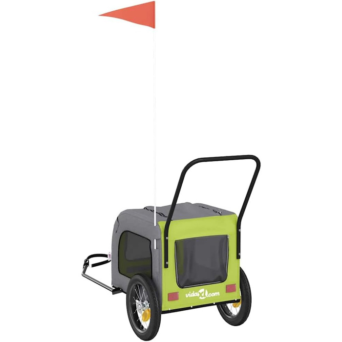 Причіп для тварин на велосипед з місцем для зберігання, зелено-сірий, для собак та котів