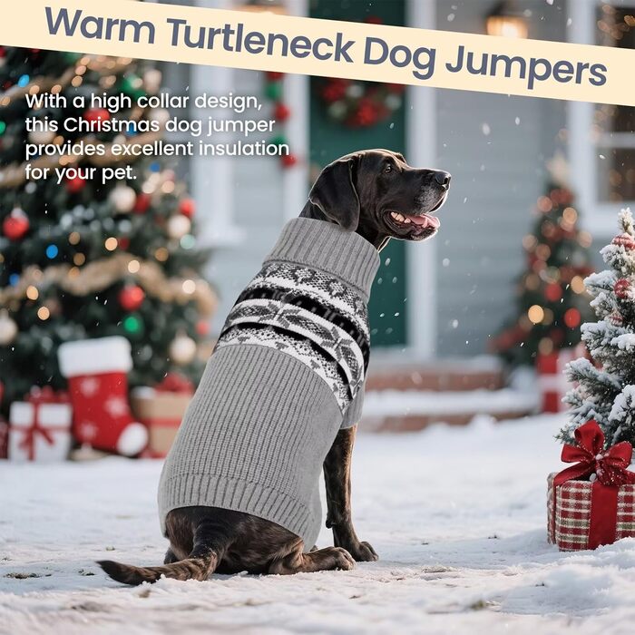 Светр для собак IECOii XXXXL, XXXX-Large, 5XL (105 см), сірий. Теплий в'язаний пуловер для німецької доги, добермана та інших великих порід.