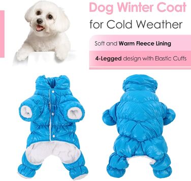 Зимовий одяг для собак AOFITEE: теплий костюм, куртка, жилет, костюм від снігу, водонепроникний, для маленьких собак, розмір S, колір: морська хвиля