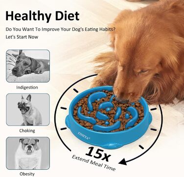 Набір мисок для собак, повільне годування, 2 шт. (магента, темно-синій)