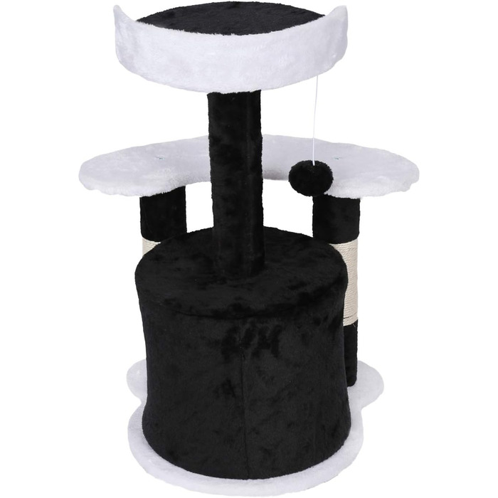 Драбина для котів Wiltec 67 см, чорно-біла, з сизалю, платформою, будиночком та іграшкою. Кліматична драбина для котів