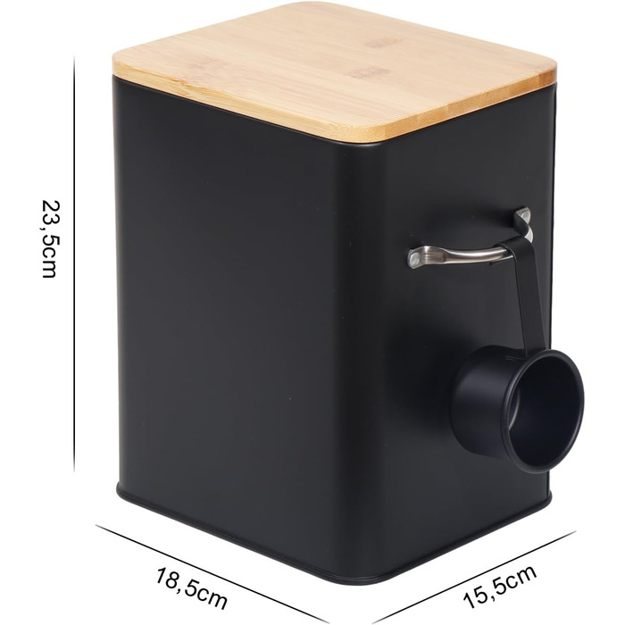 Контейнер для порошку GREELUE 6.5L з дозатором, коробка для порошку, корму, печива, кави (чорний)