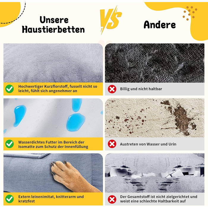 Ортопедичне ліжко для собак маленьких та середніх порід, 52x41x16 см, м'яке та зручне, кошик для собак з високим бортиком, знімний та пральний чохол, неслизьке, світло-сірий, для дому та авто