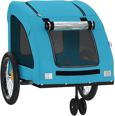 Причіп для велосипеда, переноска для собак, блакитний, Oxford-тканина, сталь, 93988
