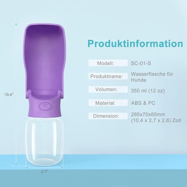 Турбо-пляшка для собак на прогулянці 350мл/570мл - вода для собак, для цуценят, маленьких, середніх та великих собак