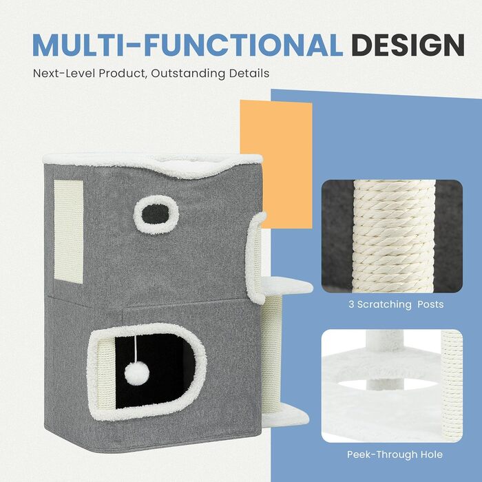 Кіт-будинок для дому, розкладний, великий, з когтеточкою для полиці, кіт-будинок-печера, ліжко-печера для котів, кігтеточка, кіт-будинок-бочка, для лазіння, з опорами