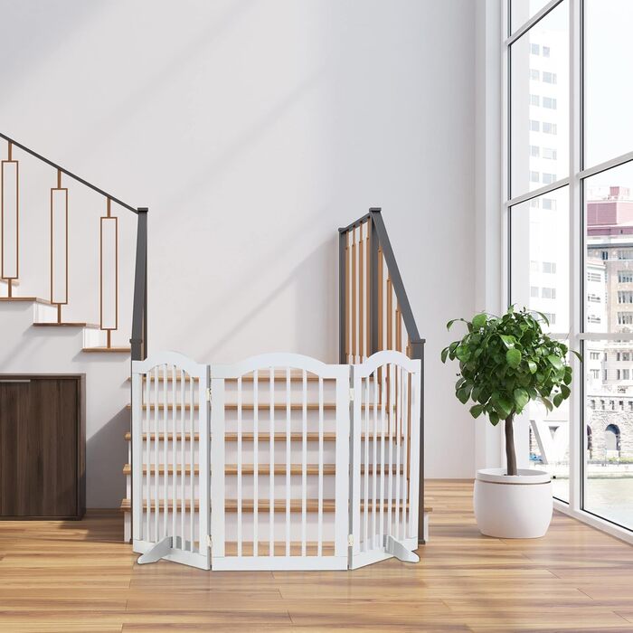 Захисне ворота Relaxdays для собак, 92x154 см, 3 елементи, білий, розкладне