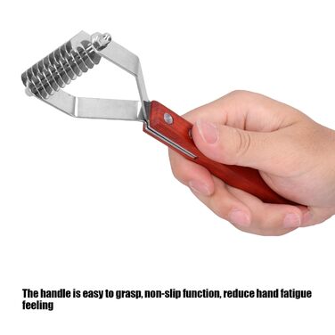 Гребінець для підшерстка тварин Y-подібний, з дерев'яною ручкою, нержавіюча сталь, 20x7см - для котів та собак