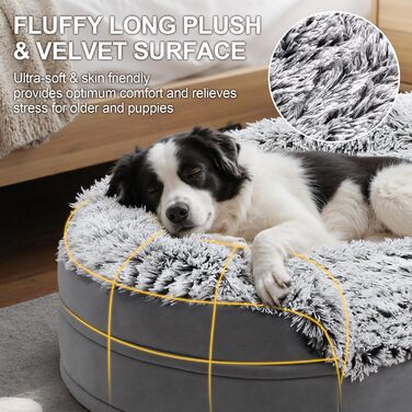 Ортопедичні лежанки для собак Gimars великих порід, 9,5 см, з м'якої піни, 28D, знімний водонепроникний чохол, підтримують, напівкруглі, для цуценят, літніх та хворих собак, сірий L 69 x 52 x 31 см