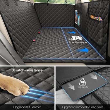 Захисний чохол на сидіння автомобіля для собак AsFrost, PU-шкіра, водовідштовхувальний, стійкий до подряпин, з жорсткою основою, для подорожей, кемпінгу, собачої лежанки