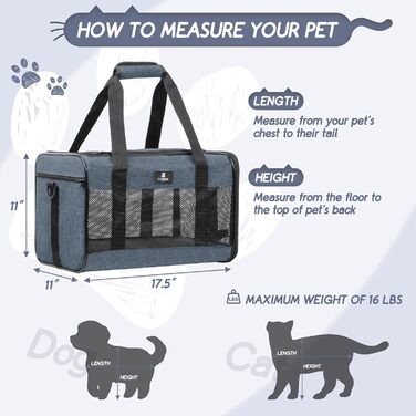 Переносний переноска для тварин X-ZONE: для собак та котів середнього та малого розміру, чорний та блакитний кольори