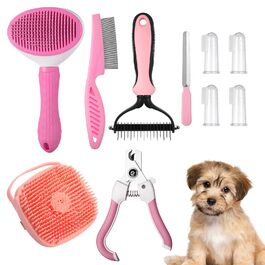 Набір для догляду за шерстю для собак та котів: 10 щіток, тример для нігтів, гребінець, для здорової шкіри та шерсті