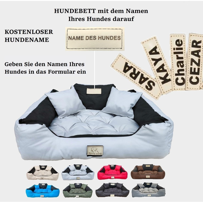 Крісло-ліжко для собак великих порід King Dog, велике, миється, з іменем, водонепроникне, силіконова наповнювач (світло-сірий, S 55 x 45 см)