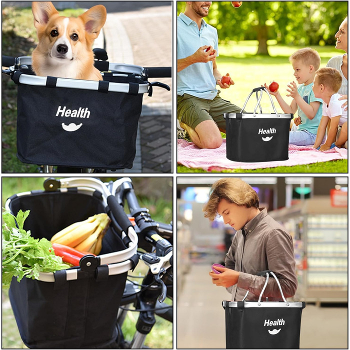 Кошик для велосипеда Faltbar Klickfix: знімний, передній, чорний, для собак, алюмінієвий, з адаптером для керма