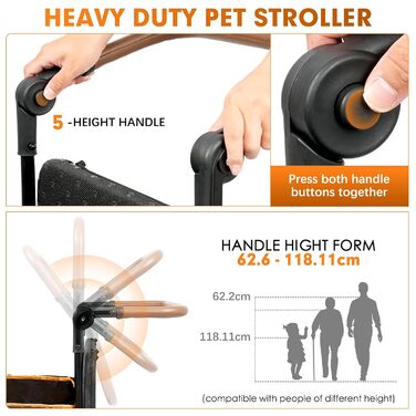 Трансформер для собак великих порід Snagle Paw з дверцятами та рампою, складний, для будь-якого рельєфу, з кишенями для зберігання, регульованою ручкою та гальмом, чорний/помаранчевий