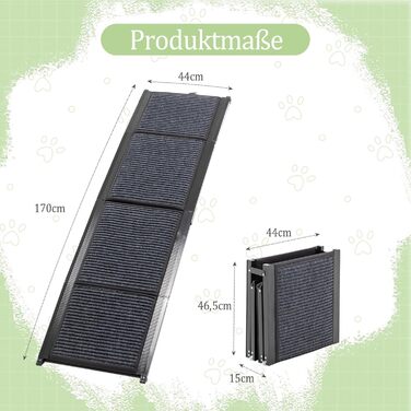 Східці для собак Hunderampe: розкладні, довгі, з антиковзким килимком, до 110 кг, для авто, SUV, позашляховиків, вантажівок, 170×44 см