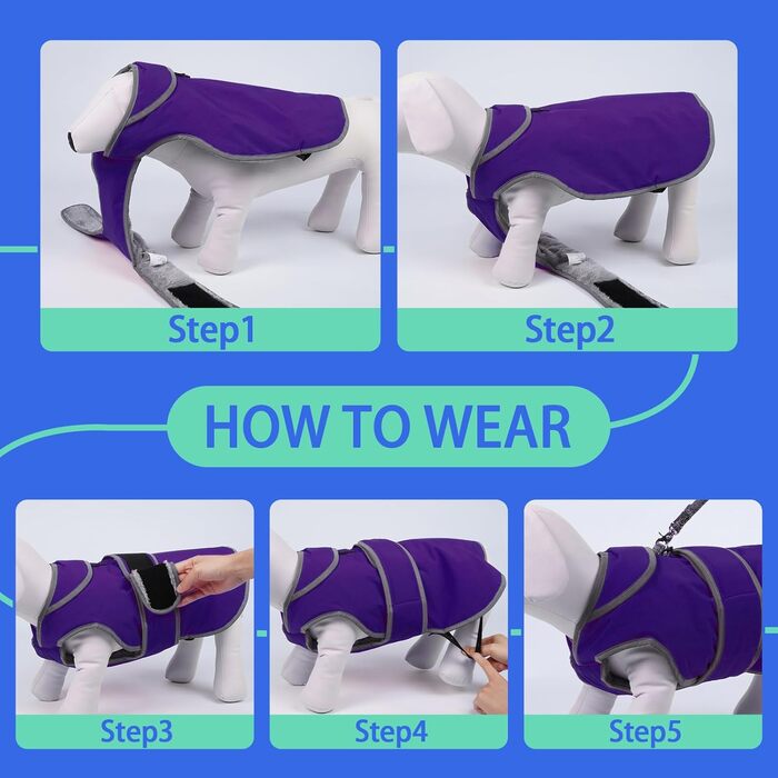 Водонепроникний теплий дощовик для собак MIGOHI Stormguard, з флісовою підкладкою, розмір M, фіолетовий