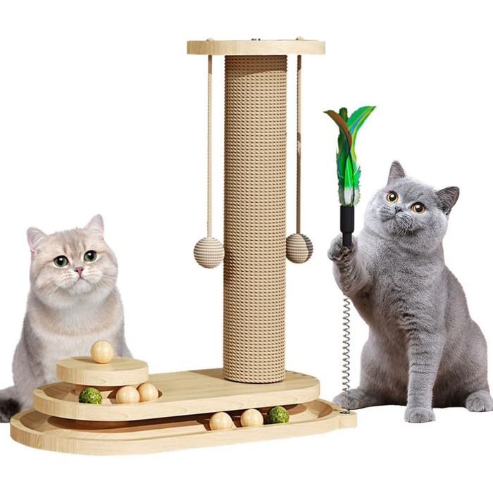 Інтерактивна дерев'яна іграшка для котів Nyingki, 4 в 1: котячий кулька-крус, інтелектуальна іграшка, дерев'яна іграшка для котів
