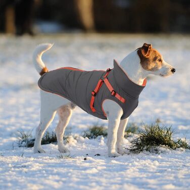 Водонепроникний зимовий теплий дощовик для собак, розмір M (довжина спини 34 см), зелений, з кріпленням для повідка