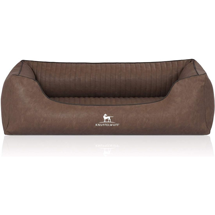 Ортопедичне собаче ліжко Knuffelwuff Chesapeake XL (105x75 см) з штучної шкіри, коричневе - знімний чохол, легко мити, для собак великих, середніх та малих порід