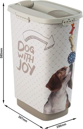 Контейнер для корму Rotho MyPet Cody 50 л з кришкою і дозатором, пластик BPA-free, бежево-білий
