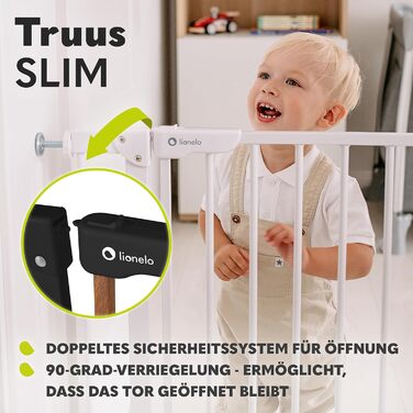 Захисні ворота LIONELO Truus Slim, регульована ширина 75-105 см, висота 77 см, двостороннє відкривання, самозачиняються, закруглені краї