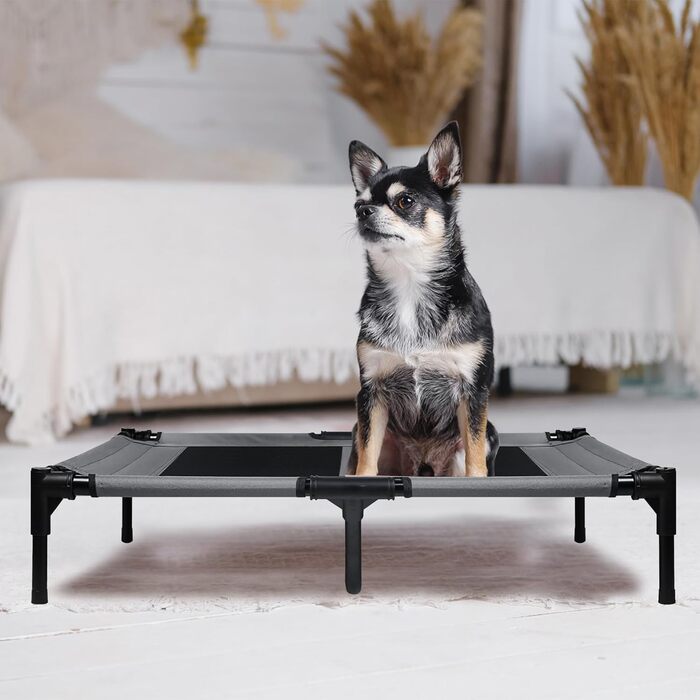 Лежанка для собак з балдахіном, лежанка для котів, лежанка для тварин на вулицю, собаче ліжко, собачий диван, місце для сну з підняттям, дихаюча тканина, тафта, до 40 кг (M, 76x61x76 см), (L 92 x 76 x92 см)