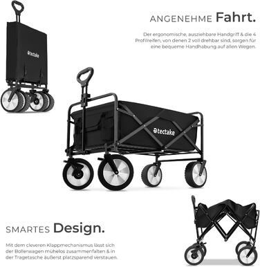 Тектейк - візок-валіза складний, чорний, 80 кг, з сумкою для перевезення на пляж, у сад