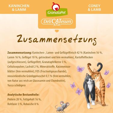 Сухий корм для дорослих котів GranataPet DeliCatessen з кроликом та ягнятим, беззерновий, без цукру, 1.8 кг