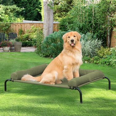 Холодне собаче ліжко WESTERN HOME для великих собак, підняте, дихаюче, для вулиці, знімний чохол, 109x79x20 см, зелене