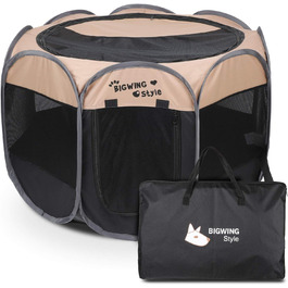 Вольєр для собак та котів BIGWING Style XL, бежевий: вольєр-забіг для цуценят, переноска для тварин, водовідштовхувальне накриття